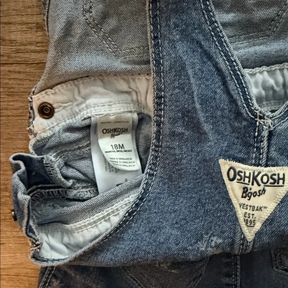 OshKosh B'gosh Kids Distressed Denim Overalls Dress 18 months - Picture 4 of 4